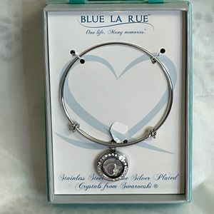 Blue La Rue Swarovski Crystals Heart Bracelet Silver Plated Stainless Steel
